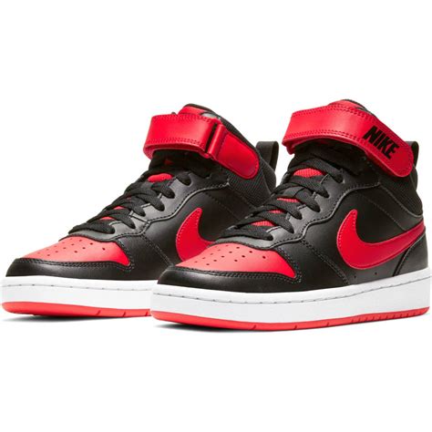 nike court borough mid 2 zwart rood